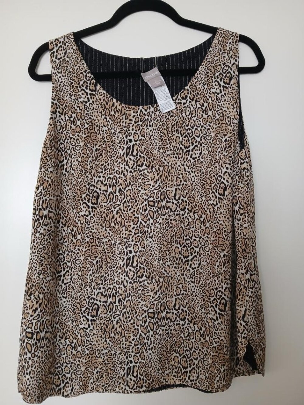 CHICO'S REVERSIBLE  LEOPARD & STRIPED TANK TOP